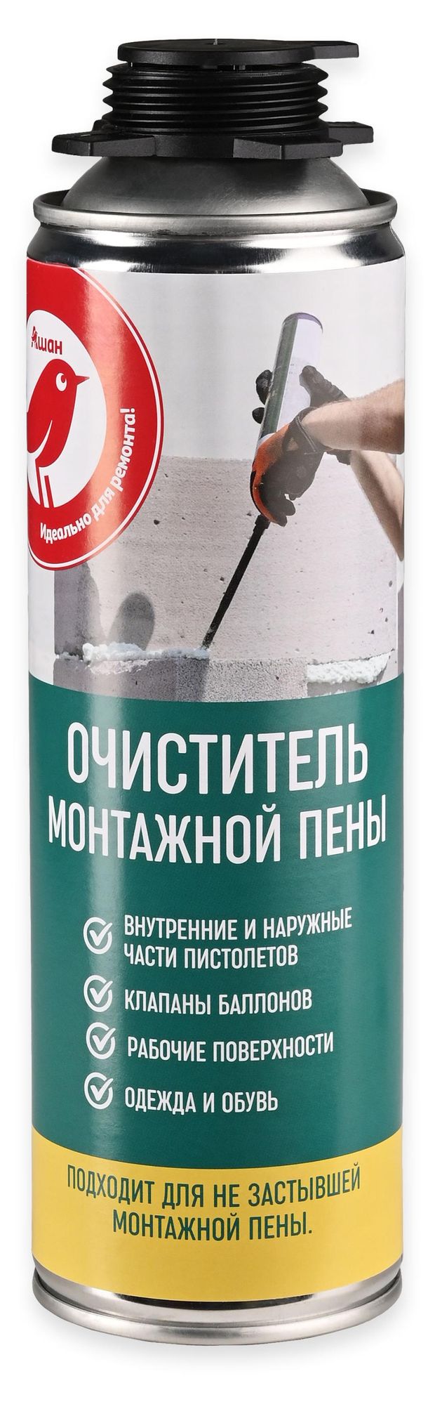 Очиститель монтажной пены АШАН Красная птица, 650 мл