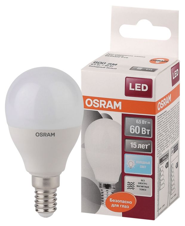 Лампа светодиодная Osram LED Star 65Вт E14 OS нейтральный белый свет 60₽