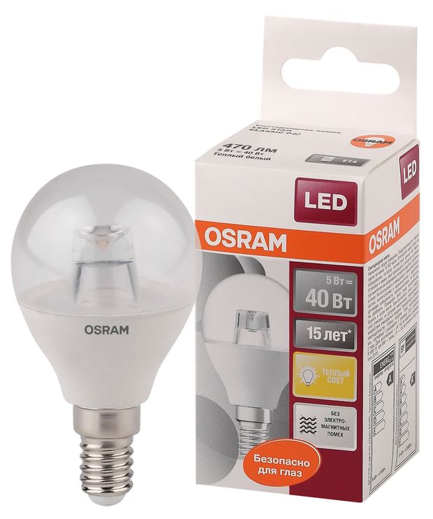 Лампа светодиодная Osram LED Star 5Вт E14 теплый белый свет 60₽