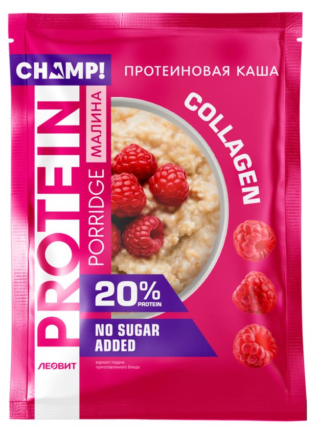 Каша овсяная протеиновая Леовит Champ со льном и малиной 40 г 80₽
