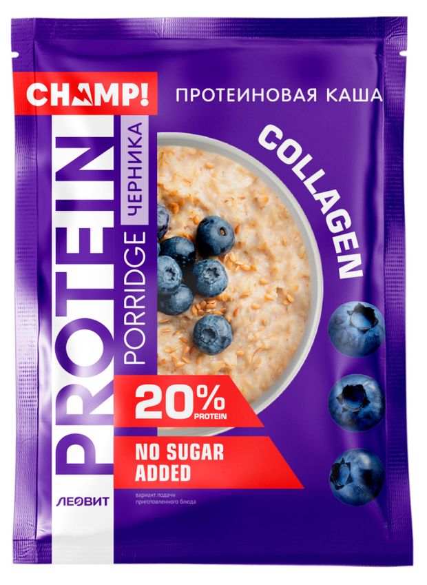 Каша овсяная протеиновая Леовит Champ со льном и черникой 40 г 68₽
