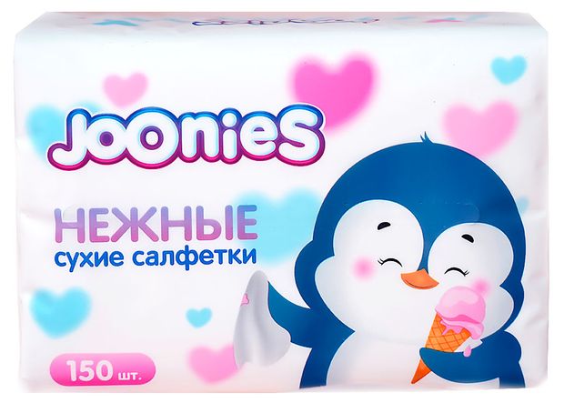 Салфетки сухие Joonies Joonies Детские нежные 150 шт 170₽
