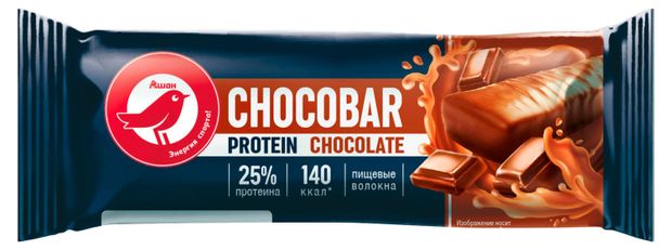Батончик АШАН Красная птица протеиновый Шоколад 40 г 80₽