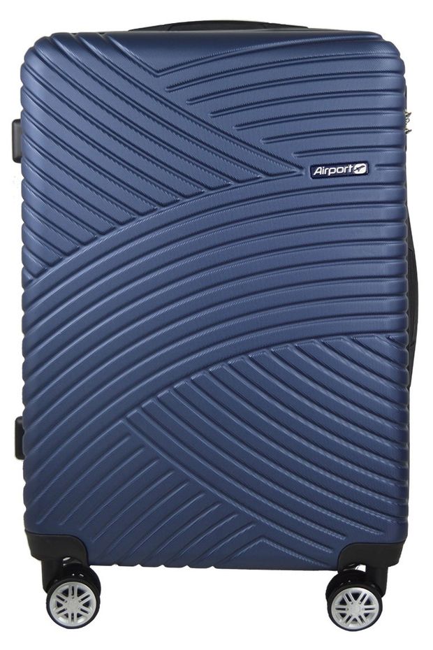 Чемодан жесткий Airport темно-синий 8 колес 44х27х65 см размер M 8225₽