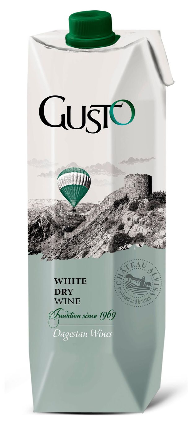 Вино Gusto Vino белое сухое Россия, 1 л