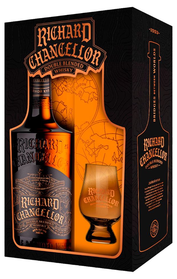 Виски Richard Chancellor Double Blended Россия, 0,7 л + 1 бокал 200 мл