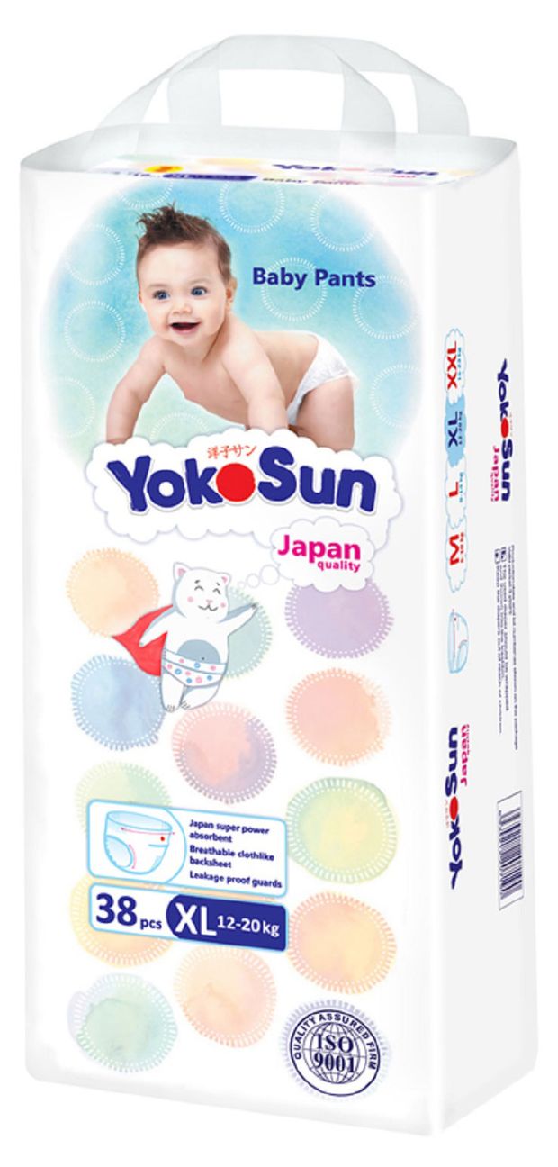 Подгузники-трусики YokoSun XL (12-20кг), 38 шт