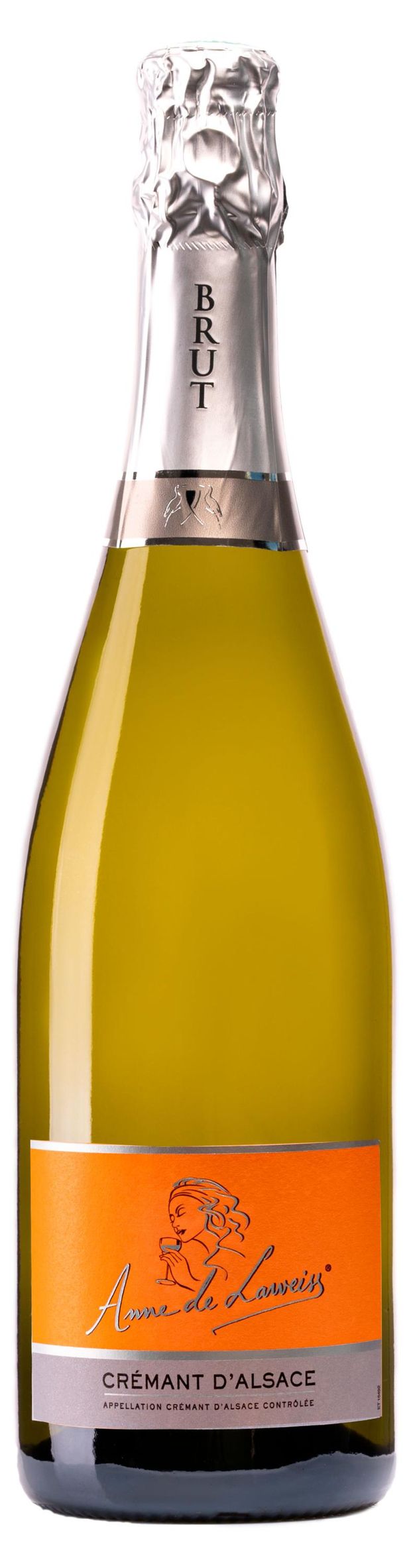 Игристое вино Anne de Laweiss Cremant d'Alsace белое брют Франция, 0,75 л