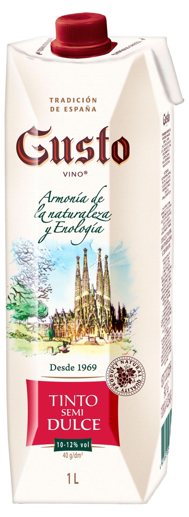 Вино Gusto Vino столовое красное полусладкое Россия, 1 л