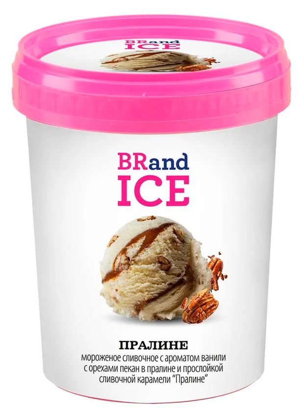 Мороженое сливочное BRandICE с орехами пекан в пралине и прослойкой сливочной карамели БЗМЖ, 1 л