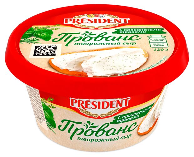 Сыр творожный President Прованс с прованскими травами 60 БЗМЖ 120 г 130₽