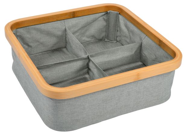 Контейнер для хранения Actuel текстильный 4-секционный серый, 30x30x9,5 см