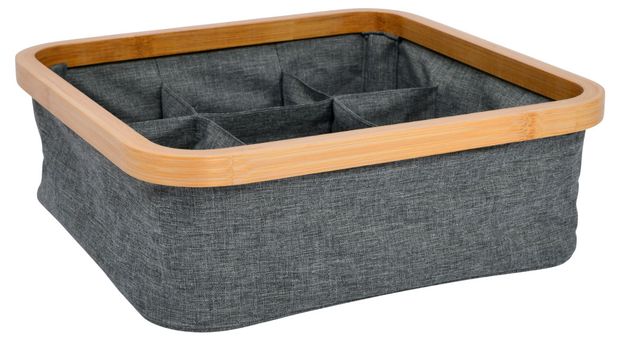 Контейнер для хранения Actuel текстильный 9-секционный темно-серый, 30x30x9,5 см