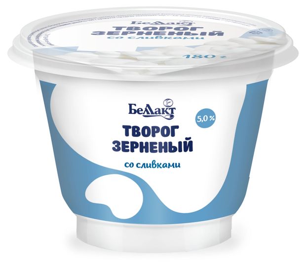 Творог зерновой Беллакт со сливками 5% БМЗЖ, 180 г