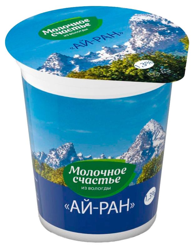 Напиток кисломолочный Айран Молочное счастье с солью 1,3% БЗМЖ охлажденный, 200 г