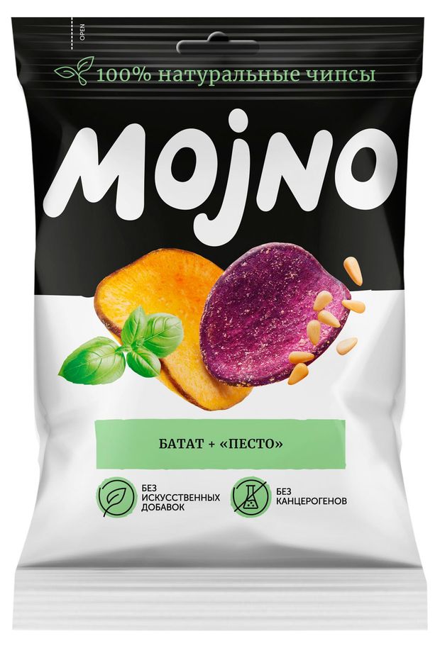 Чипсы натуральные Mojno из батата песто 75 г 280₽
