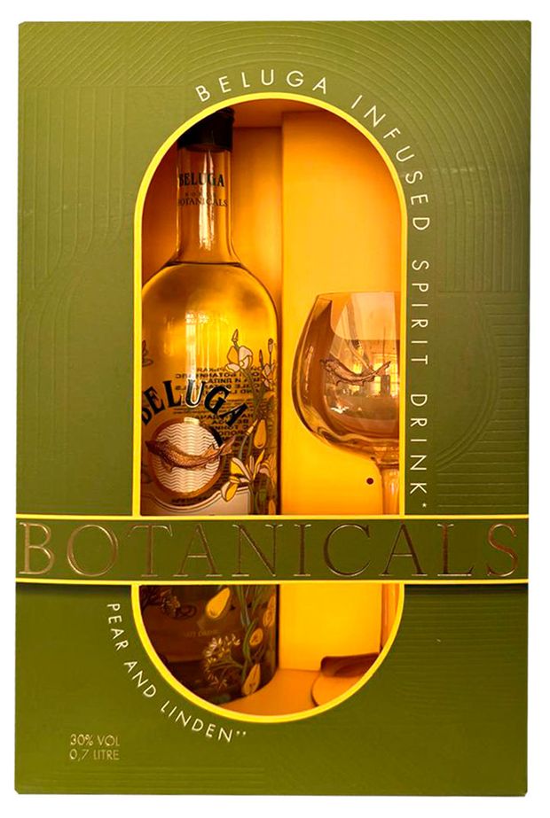 Водка BELUGA Noble Botanicals Груша липа Россия, 0,7 л + бокал 450 мл