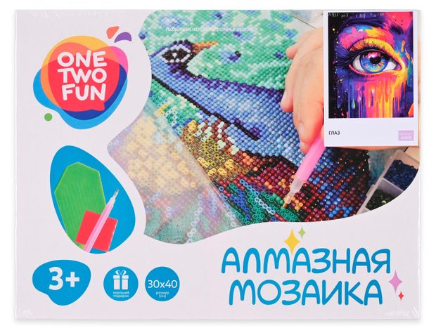 Мозаика алмазная ONE TWO FUN Глаз, 30х40 см