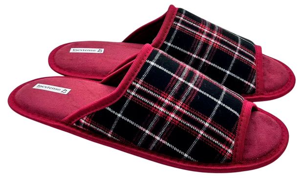 Тапочки мужские InExtenso бургунди в клетку, 39-46