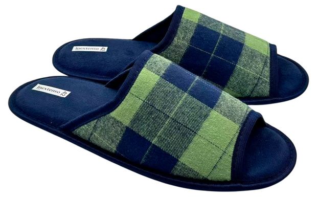 Тапочки мужские InExtenso зелено-синие в клетку, 39-46