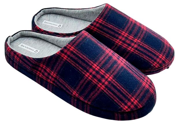 Тапочки мужские InExtenso красно-синие в клетку, 39/40-45/46