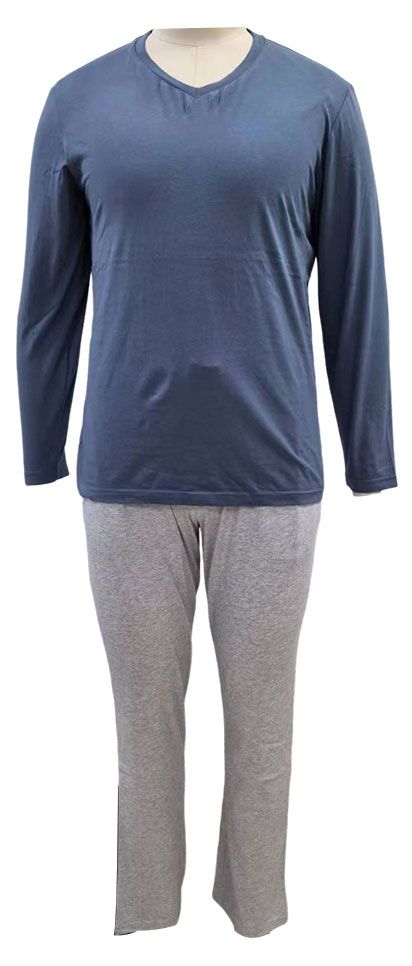 Пижама мужская с длинным рукавом синяя , M-3XL