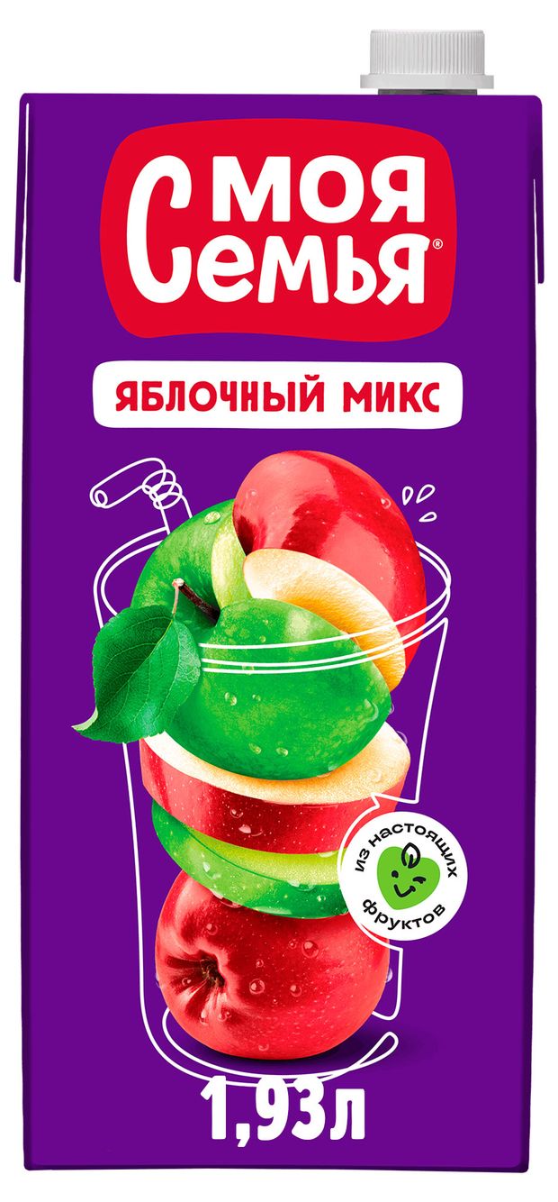 Напиток сокосодержащий Моя Семья Яблочный микс 193 л 180₽