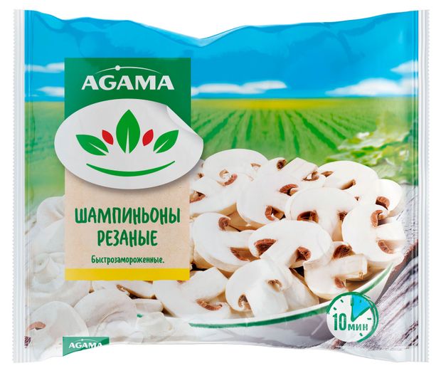 Грибная смесь Грибы Шампиньоны Agama резаные замороженные, 400 г