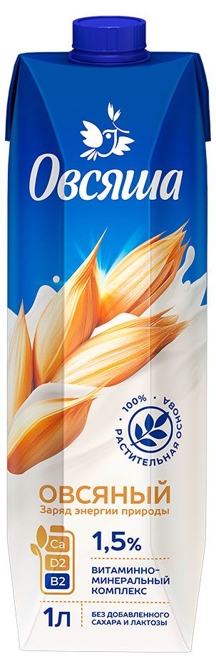 Напиток растительный на овсяной основе Овсяша Vegan Овсяный 1,5%, 1 л