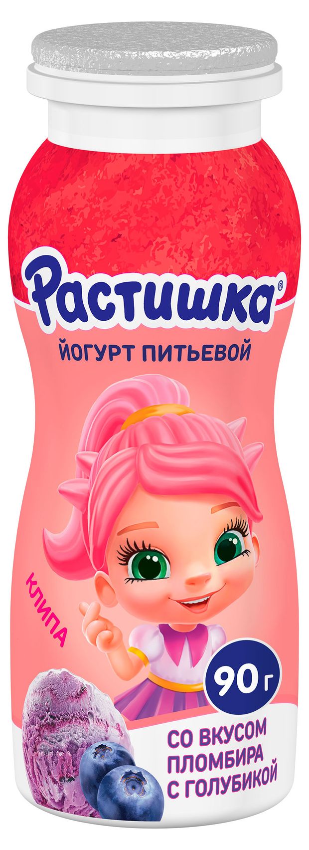 Йогурт питьевой Растишка со вкусом пломбира с голубикой 16 БЗМЖ 90 г 30₽
