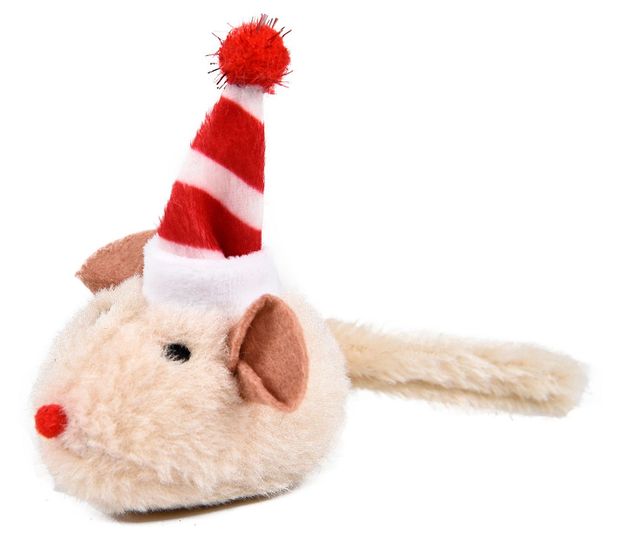 Игрушка для кошек новогодняя Мышка с кошачьей мятой, 5х8 см