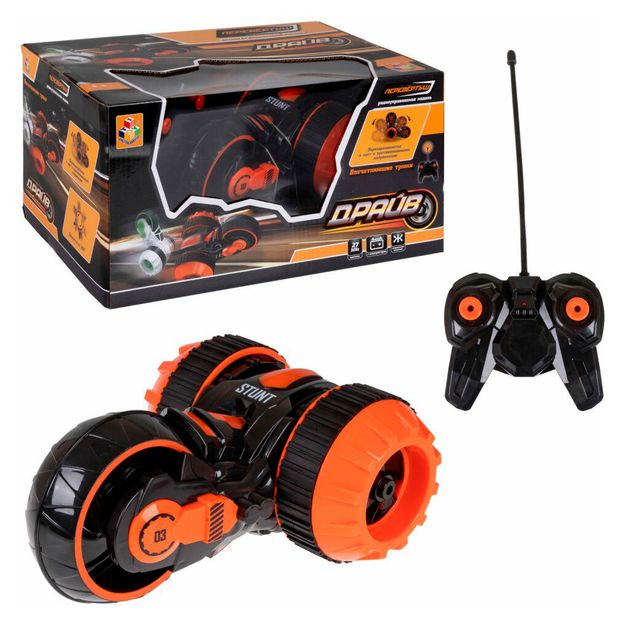 Машина на радиоуправлении 1TOY Перевертыш трюковая трехколесная