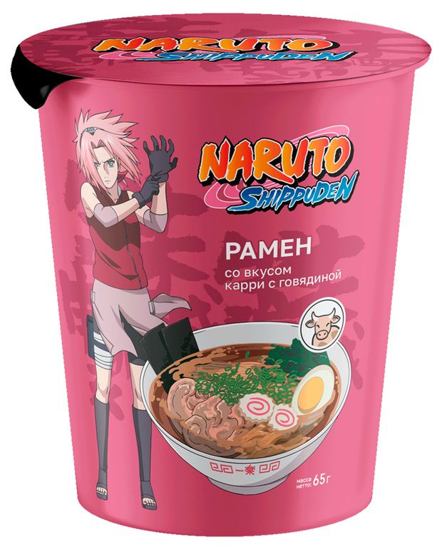 Лапша быстрого приготовления Naruto со вкусом карри с говядиной, 65 г