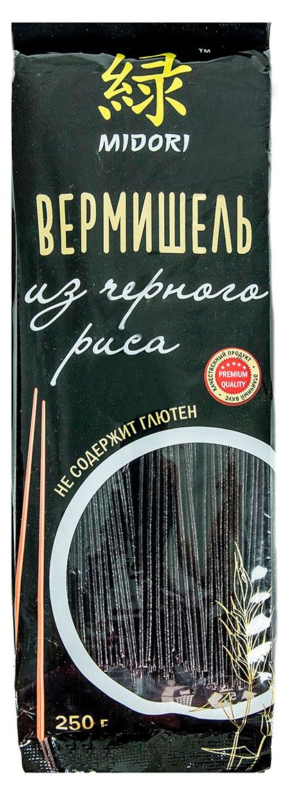 Макаронные изделия MIDORI Вермишель из черного риса без глютена, 250 г