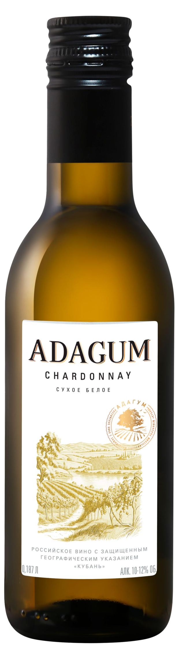 Вино Adagum Chardonnay белое сухое Россия, 0,187 л