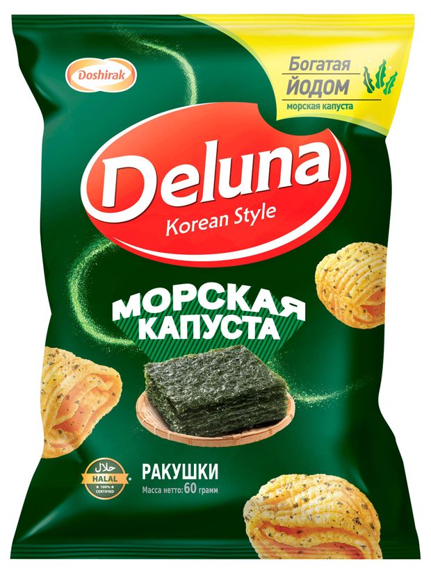 Снеки кукурузные Deluna Морская капуста, 60 г