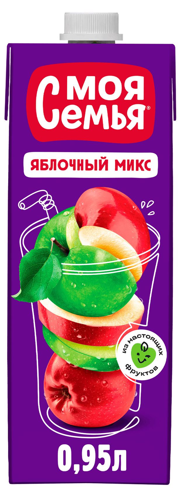 Напиток сокосодержащий Моя Семья Яблочный микс, 0,95 л