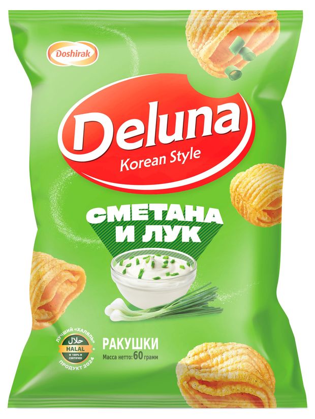 Снеки кукурузные Deluna Сметана и лук, 60 г