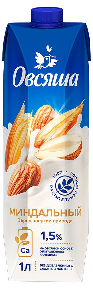 Напиток растительный на овсяной основе Овсяша Vegan Миндальное молоко 1,5%, 1 л