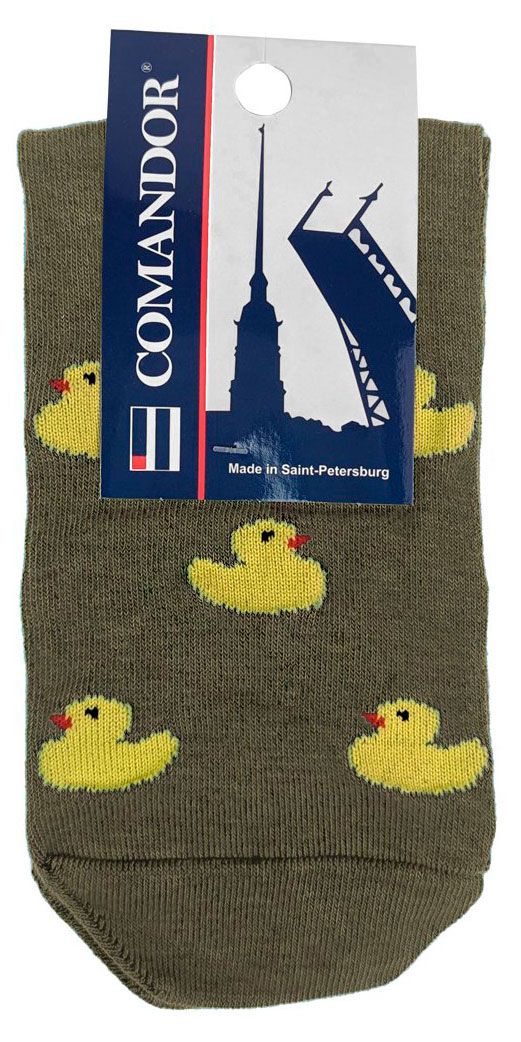 Носки мужские Comandor с рисунком утята зеленые, р. 29