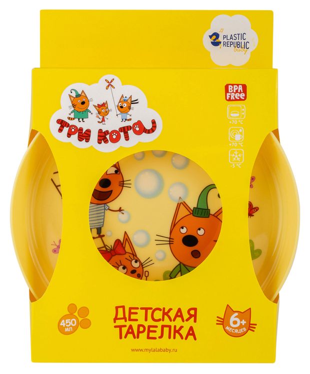 Все для детей Тарелка детская Little Angel Три кота Обучайка, 450 мл