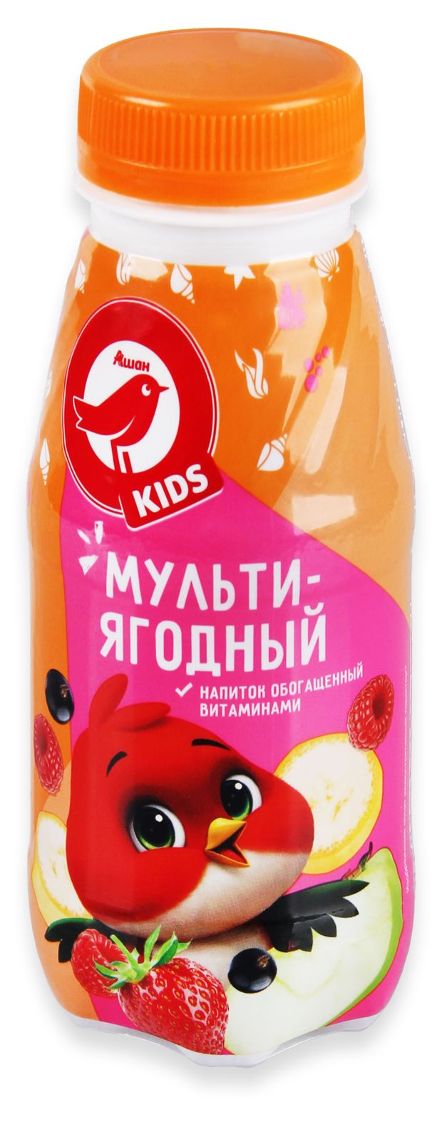 Напиток АШАН Красная птица Kids Мультиягодный на фруктово-ягодной основе охлажденный, 250 мл