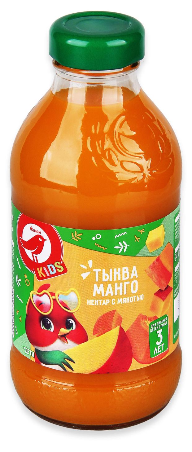 Нектар АШАН Красная птица Kids тыква манго с мякотью, 330 мл