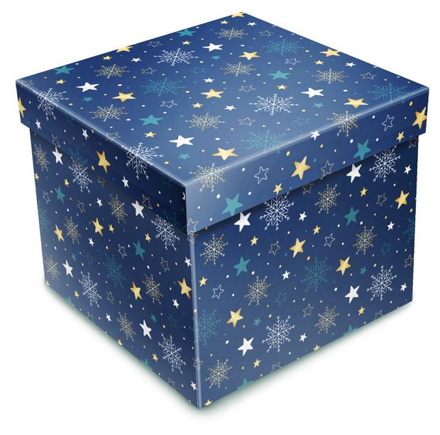 Коробка подарочная Miland Снежинки и звездочки 21х21х21 см 1 шт 760₽