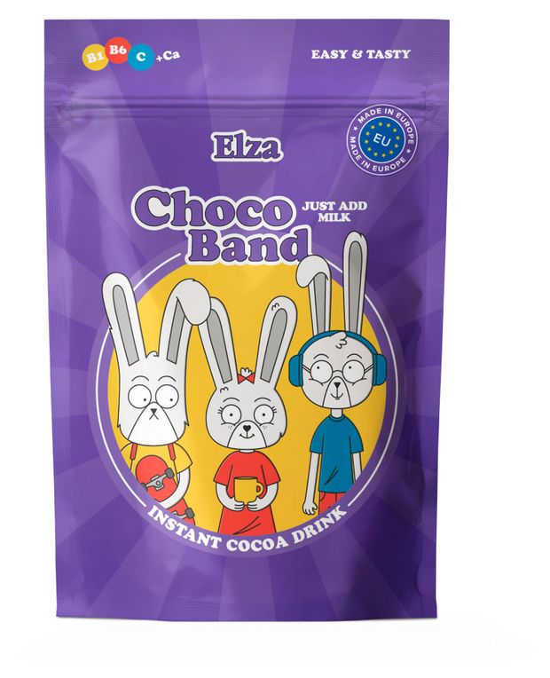 Какао-напиток быстрорастворимый Elza Choco Band с витаминами и кальцием, 200 г
