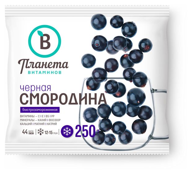 Ягодная смесь Черная смородина Планета Витаминов замороженная, 250 г