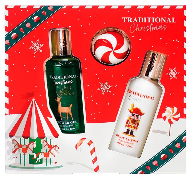 Набор подарочный Beauterica Traditional Christmas 64, Гель для душа 100 мл + Лосьон для тела 100 мл + Соль 50 г