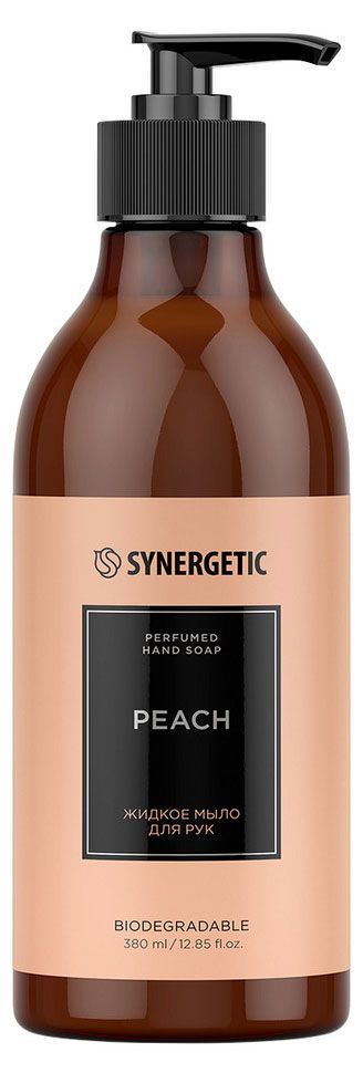 Жидкое мыло для рук Synergetic Парфюмированное с ароматом персика, 380 мл
