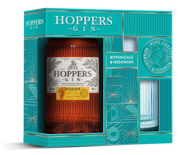 Джин Hoppers Mandarin &amp; Rosemary Россия, 0,7 л + бокал 350 мл
