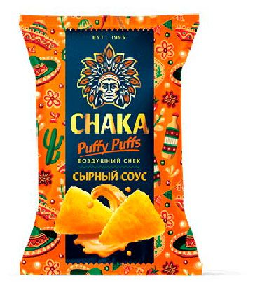 Снеки кукурузные Chaka Puffy Puffs со вкусом сырного соуса 45 г 60₽
